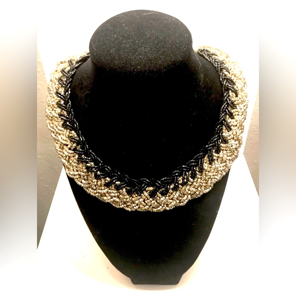 Vintage used two-tone beaded necklace.